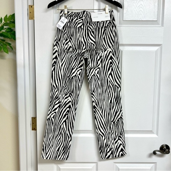 NWT FRAME Le High Straight-Leg Zebra Jeans high rise women’s size 25 cotton - Picture 6 of 9